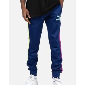 Puma Ionic T7‎ Track Pants Joggers Blue Colorblock Casual Athletic XXL